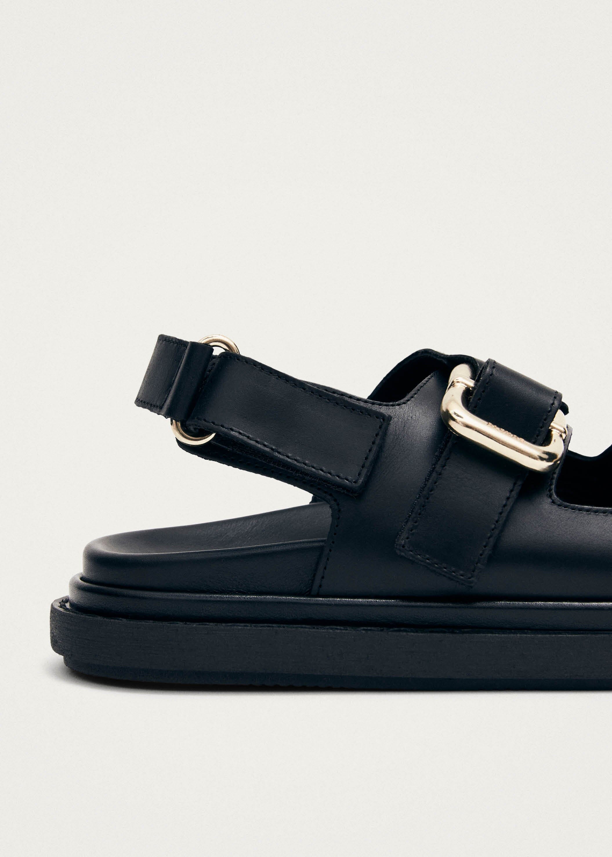 Harper Black Leather Sandals – Chiro Moyo Women's Shoes
