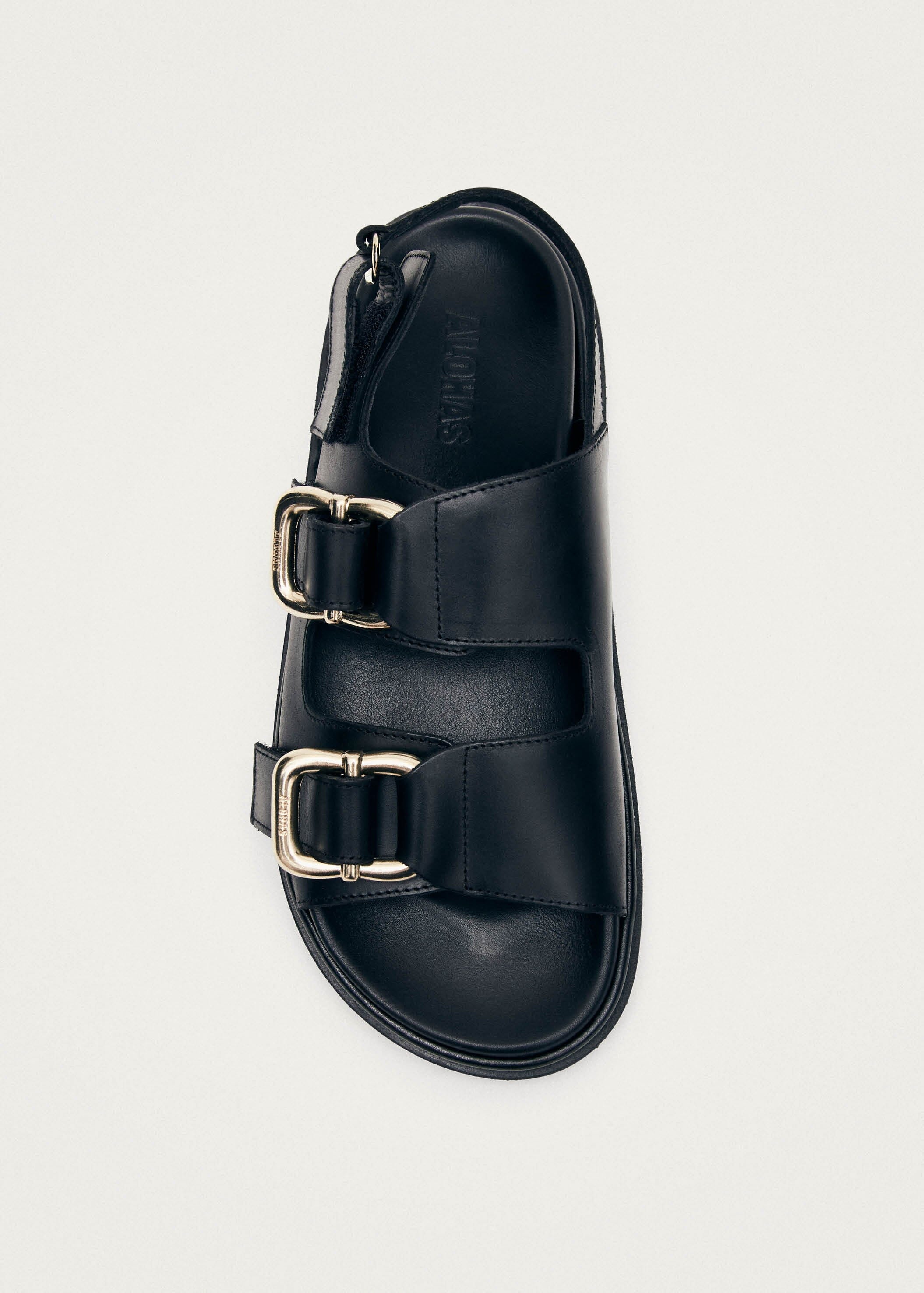 Harper Black Leather Sandals – Chiro Moyo Women's Shoes