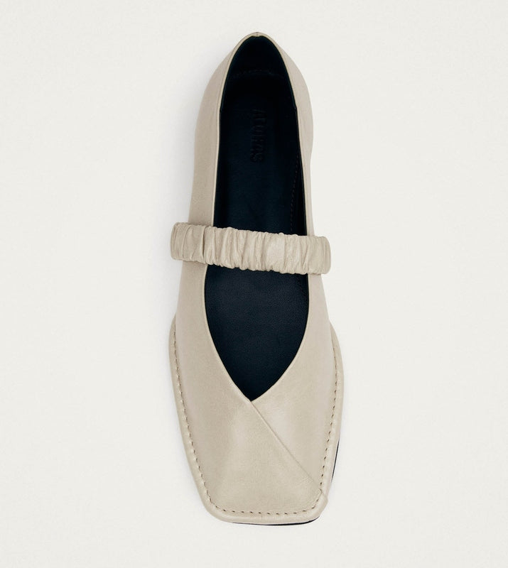 Lautan Cream Leather Ballet Flats – Chiro Moyo Women's Shoes