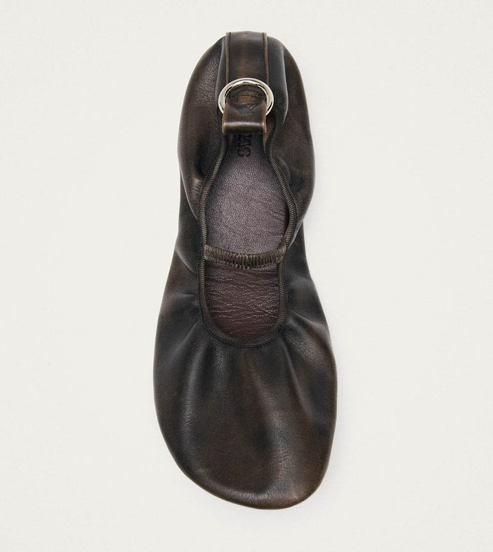 Naira Brown Leather Ballet Flats – Chiro Moyo Women's Shoes