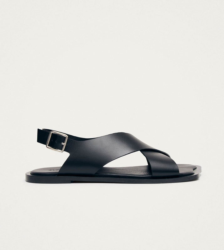 Nalu Black Leather Sandals – Chiro Moyo Women's Shoes