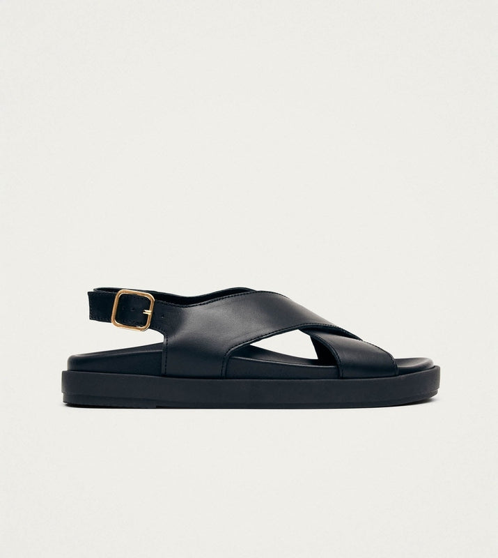 Nico Black Leather Sandals – Chiro Moyo Women's Shoes