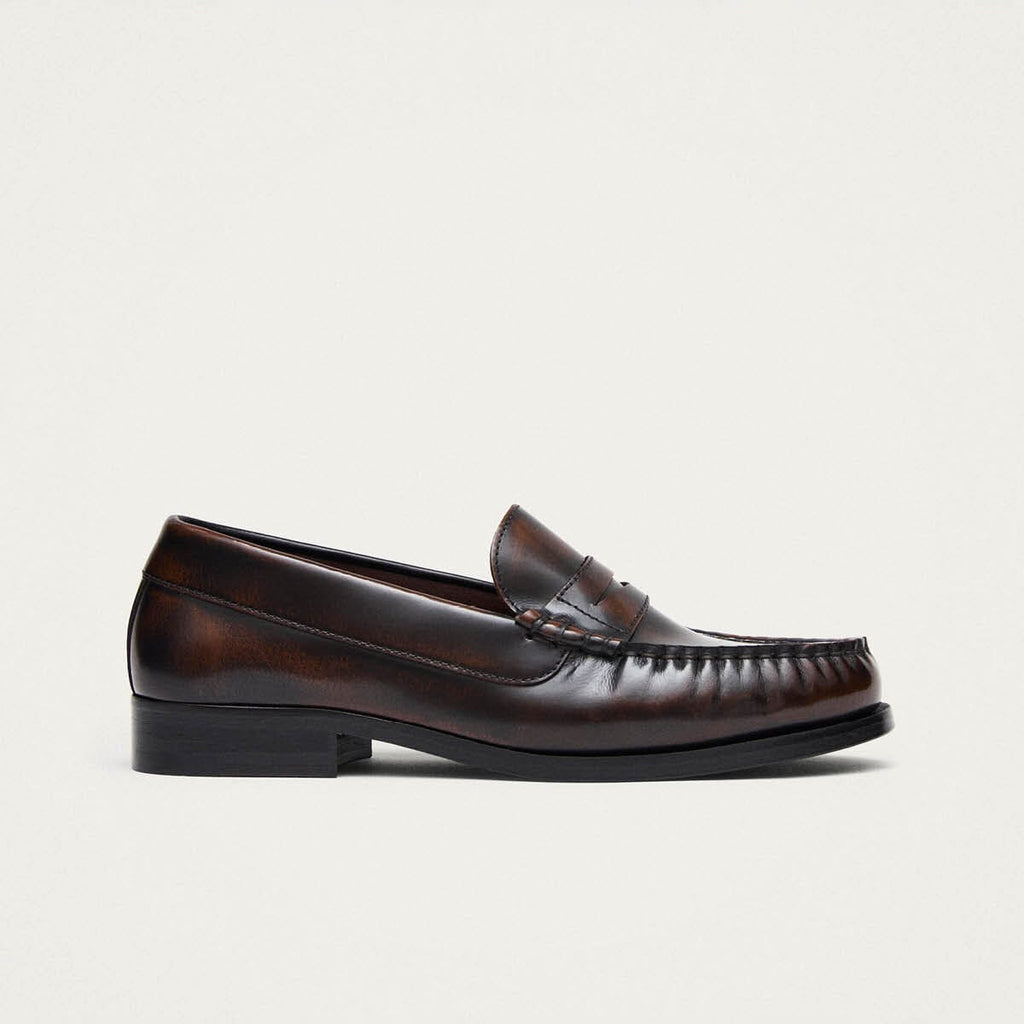 Rivet Coffee Brown Leather Loafers – Chiro Moyo Women's Shoes