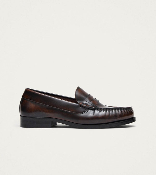 Rivet Coffee Brown Leather Loafers – Chiro Moyo Women's Shoes