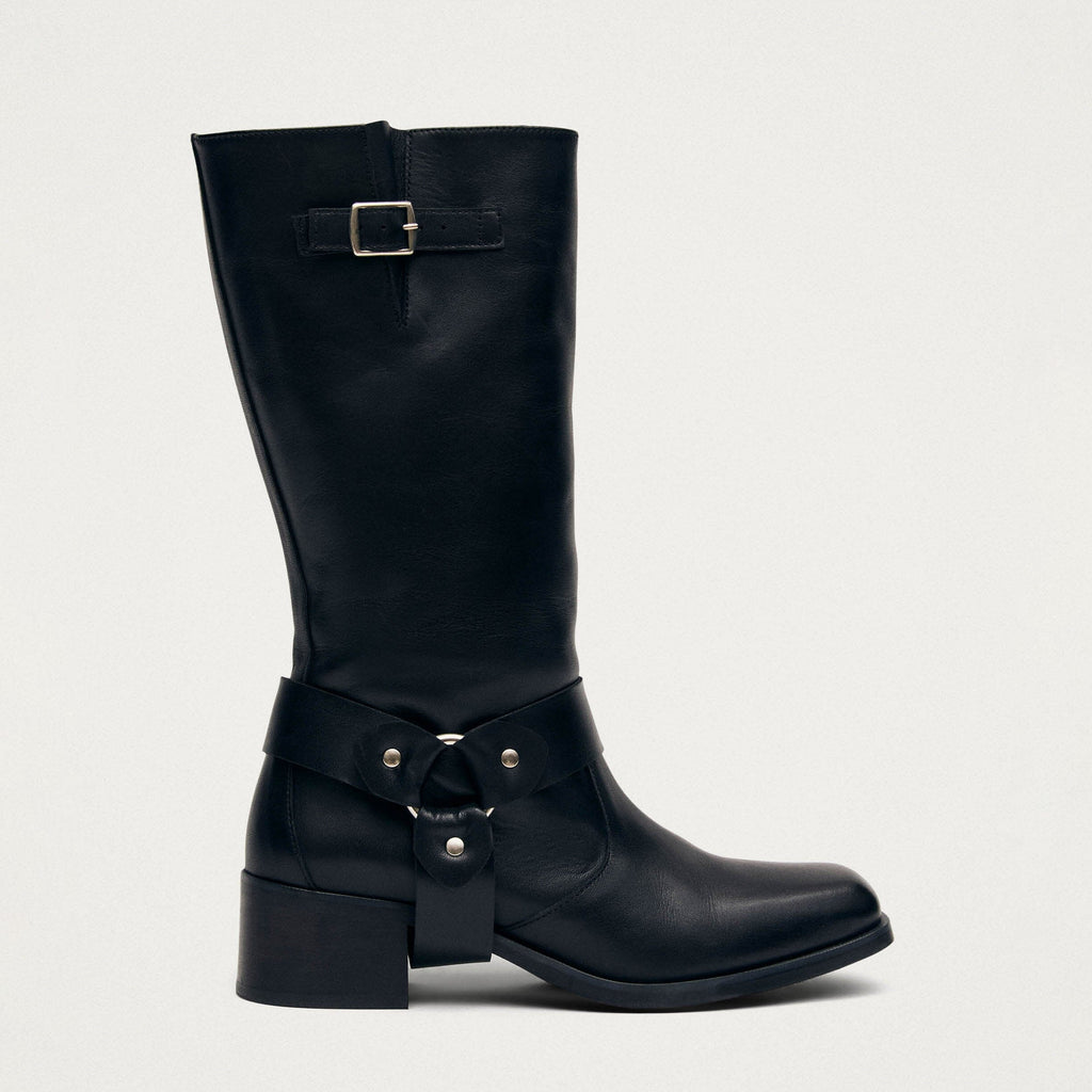 Rocky Black Leather Boots – Chiro Moyo Women's Shoes