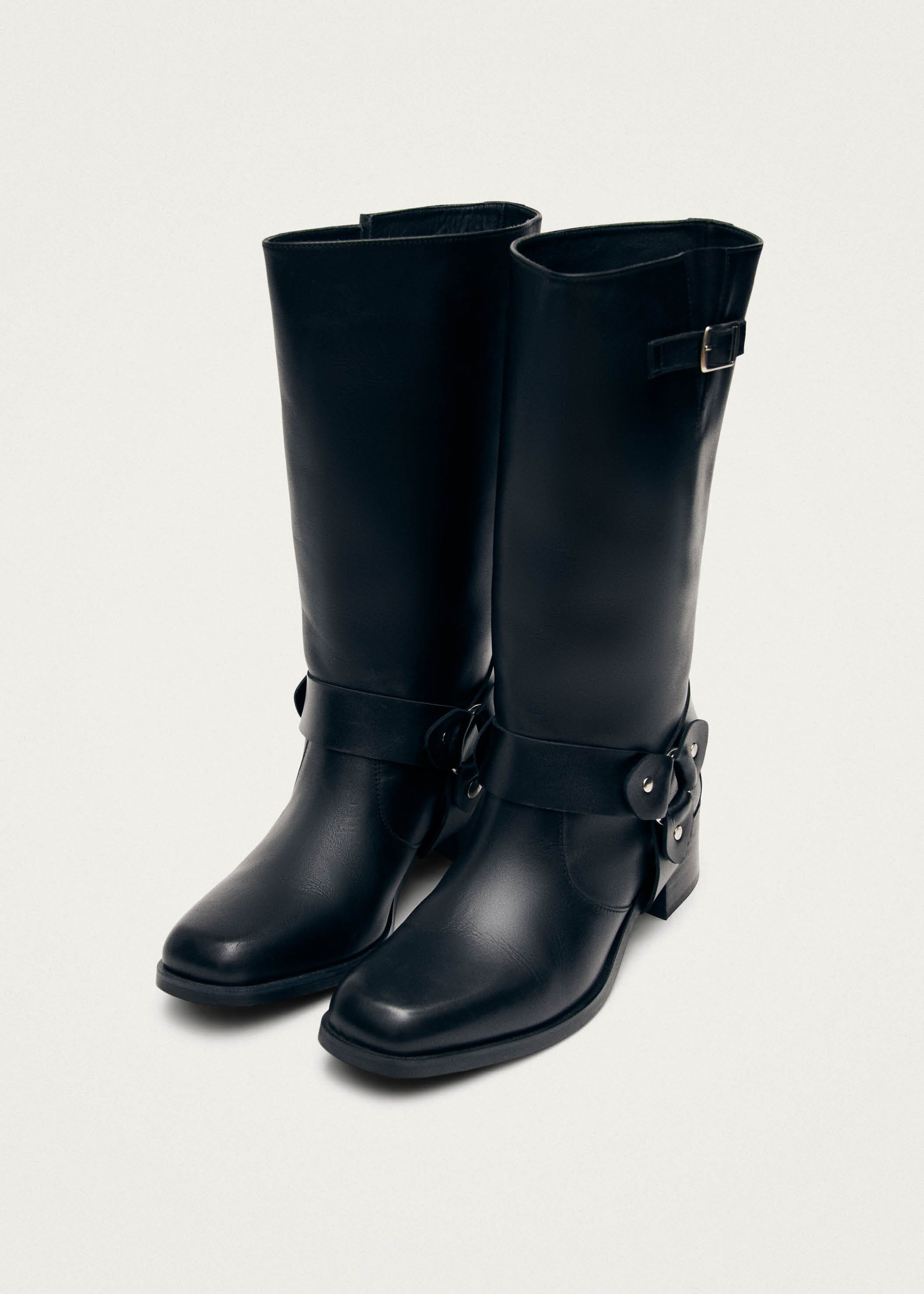 Rocky Black Leather Boots – Chiro Moyo Women's Shoes