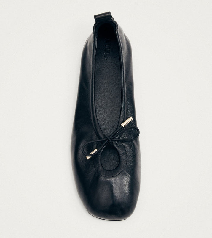 Rosalind Black Leather Ballet Flats – Chiro Moyo Women's Shoes