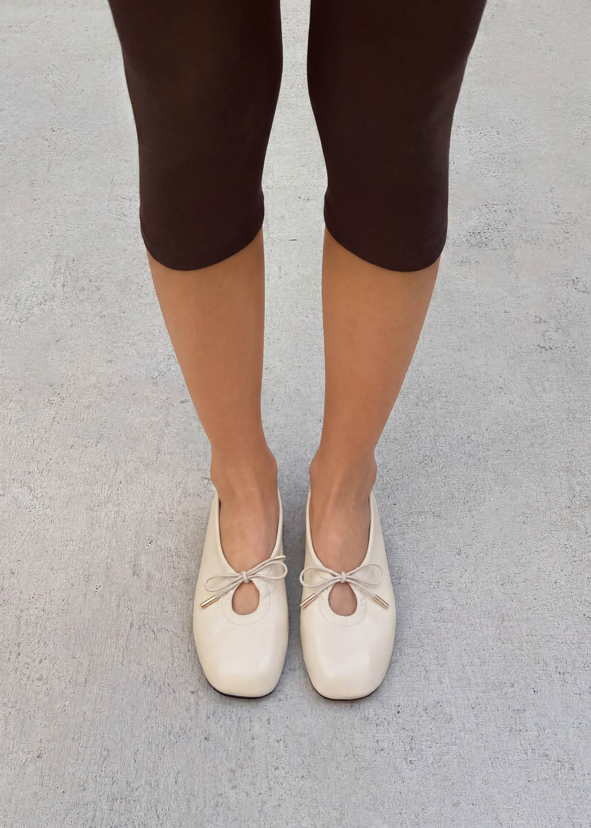 Rosalind Cream Leather Ballet Flats – Chiro Moyo Women's Shoes