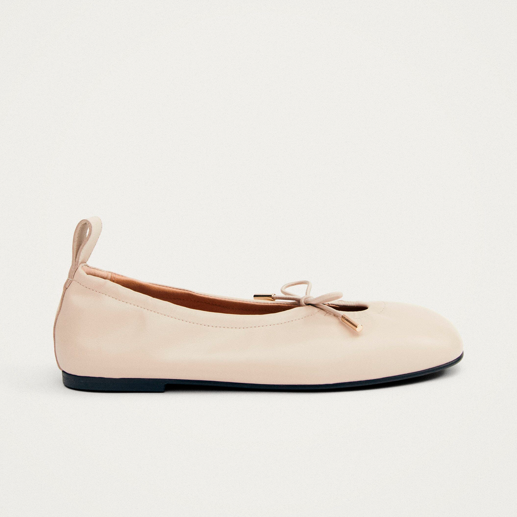 Rosalind Cream Leather Ballet Flats – Chiro Moyo Women's Shoes