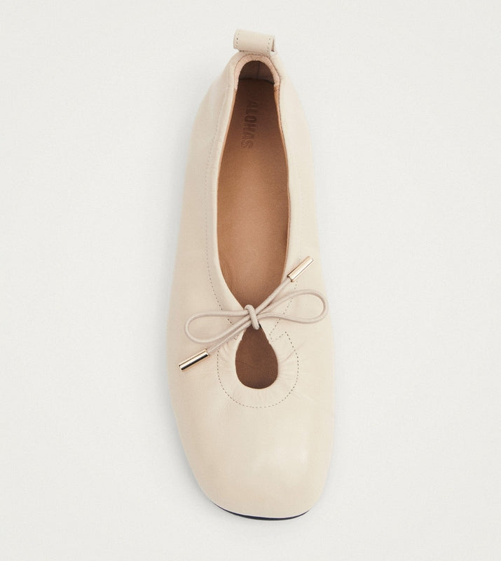 Rosalind Cream Leather Ballet Flats – Chiro Moyo Women's Shoes