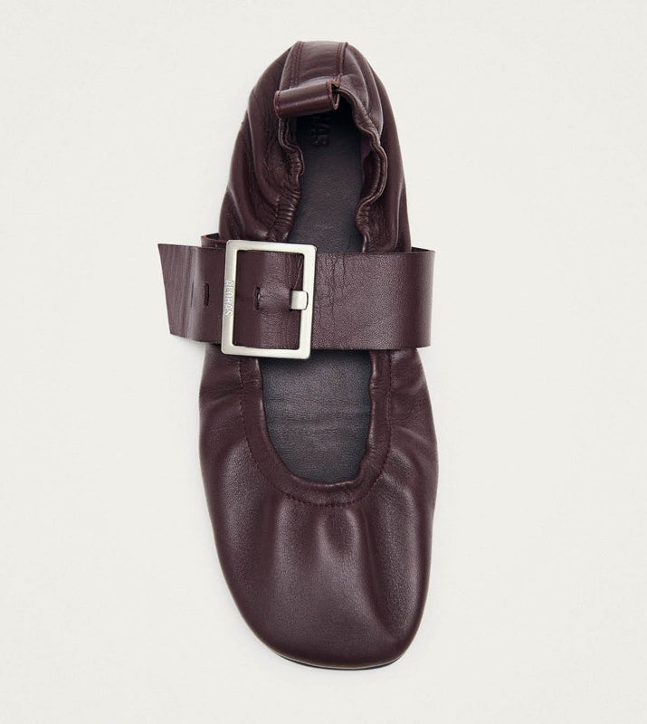Sarea Burgundy Leather Ballet Flats – Chiro Moyo Women's Shoes