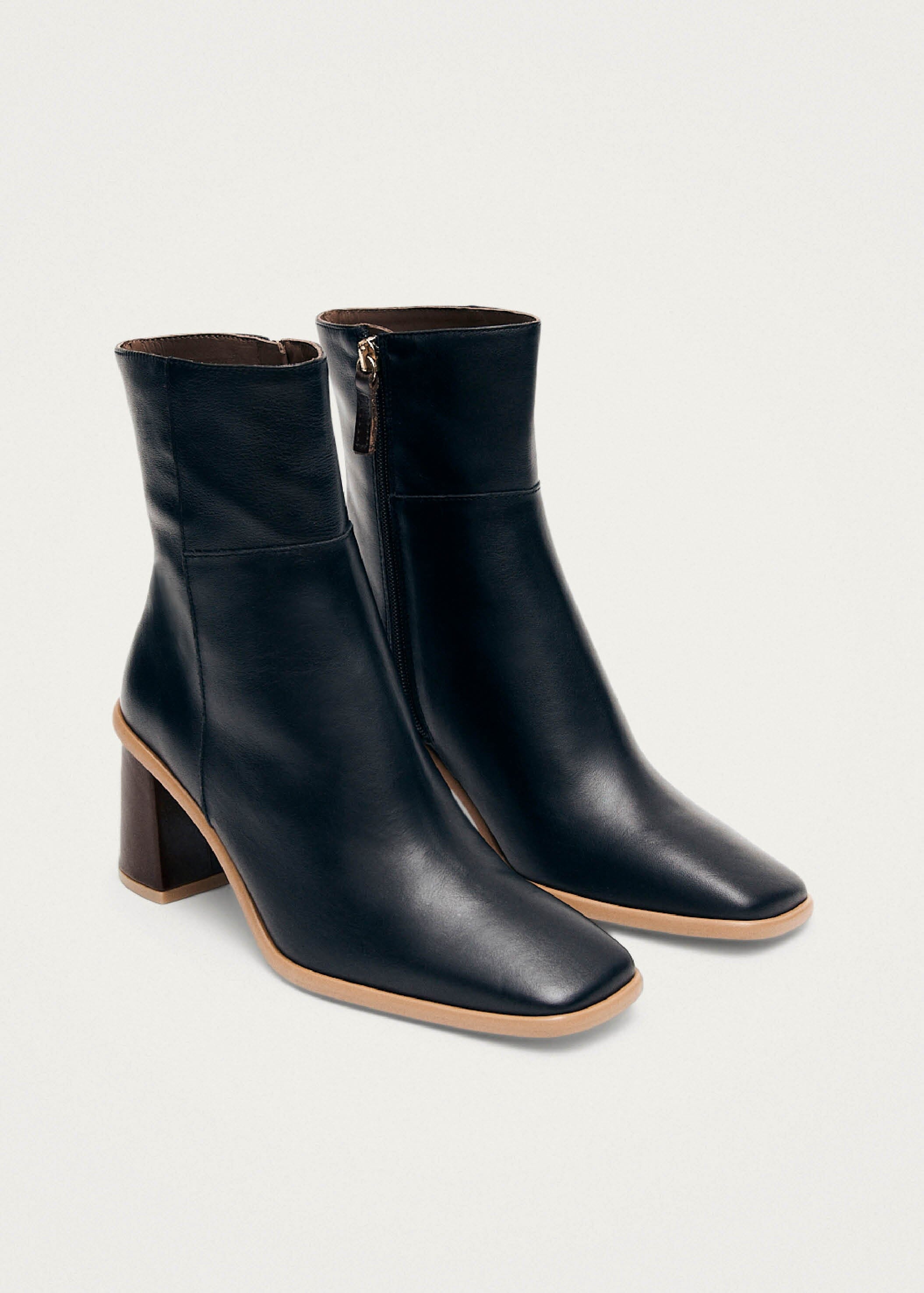 West Black Leather Ankle Boots – Chiro Moyo Women's Shoes